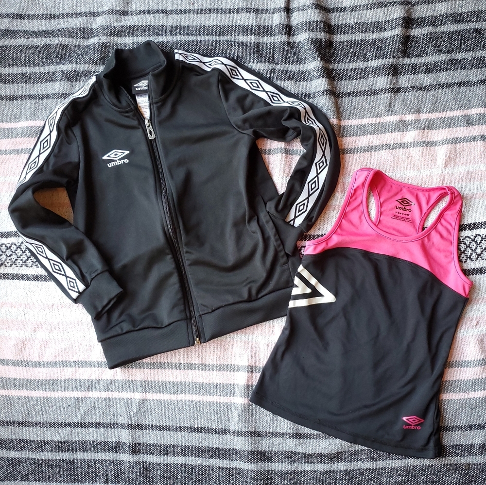 Girls Umbro Active Wear Set Tank + Track Jacket S